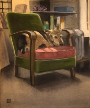  louis à l'atelier II,30x25 cm,ink-acrylic 